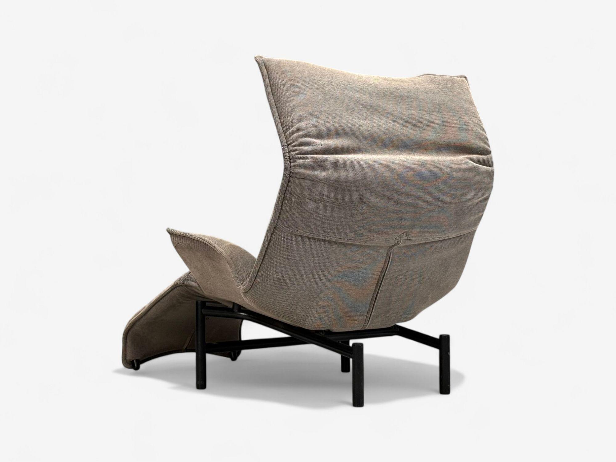 Vico Magistretti, modernité italienne, tissu, métal, chaise longue Veranda, années 1980 en vente 4