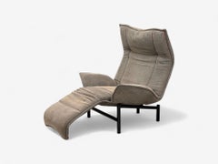 Vico Magistretti, Italian Modern, Fabric, Metal, Veranda Lounge Chair, 1980s