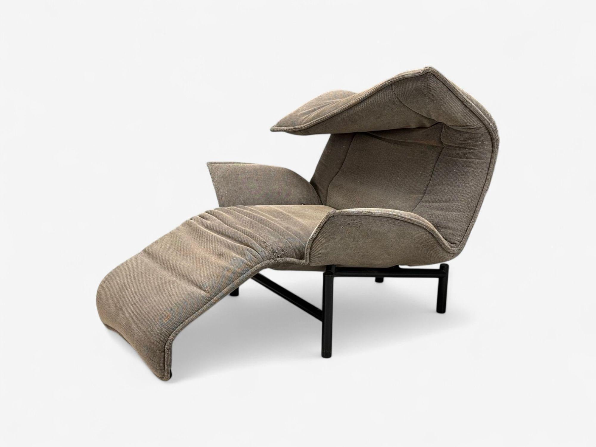 Mid-Century Modern Vico Magistretti, modernité italienne, tissu, métal, chaise longue Veranda, années 1980 en vente