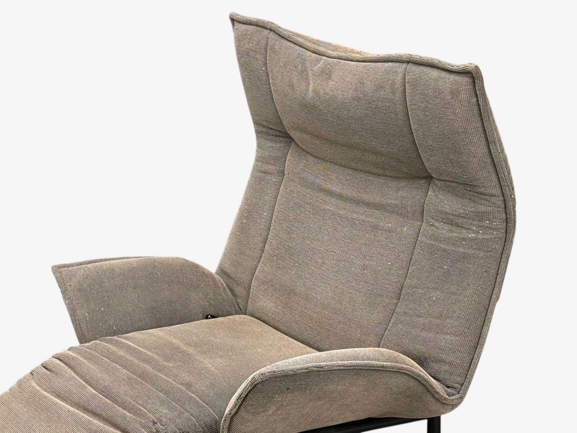 Fin du 20e siècle Vico Magistretti, modernité italienne, tissu, métal, chaise longue Veranda, années 1980 en vente