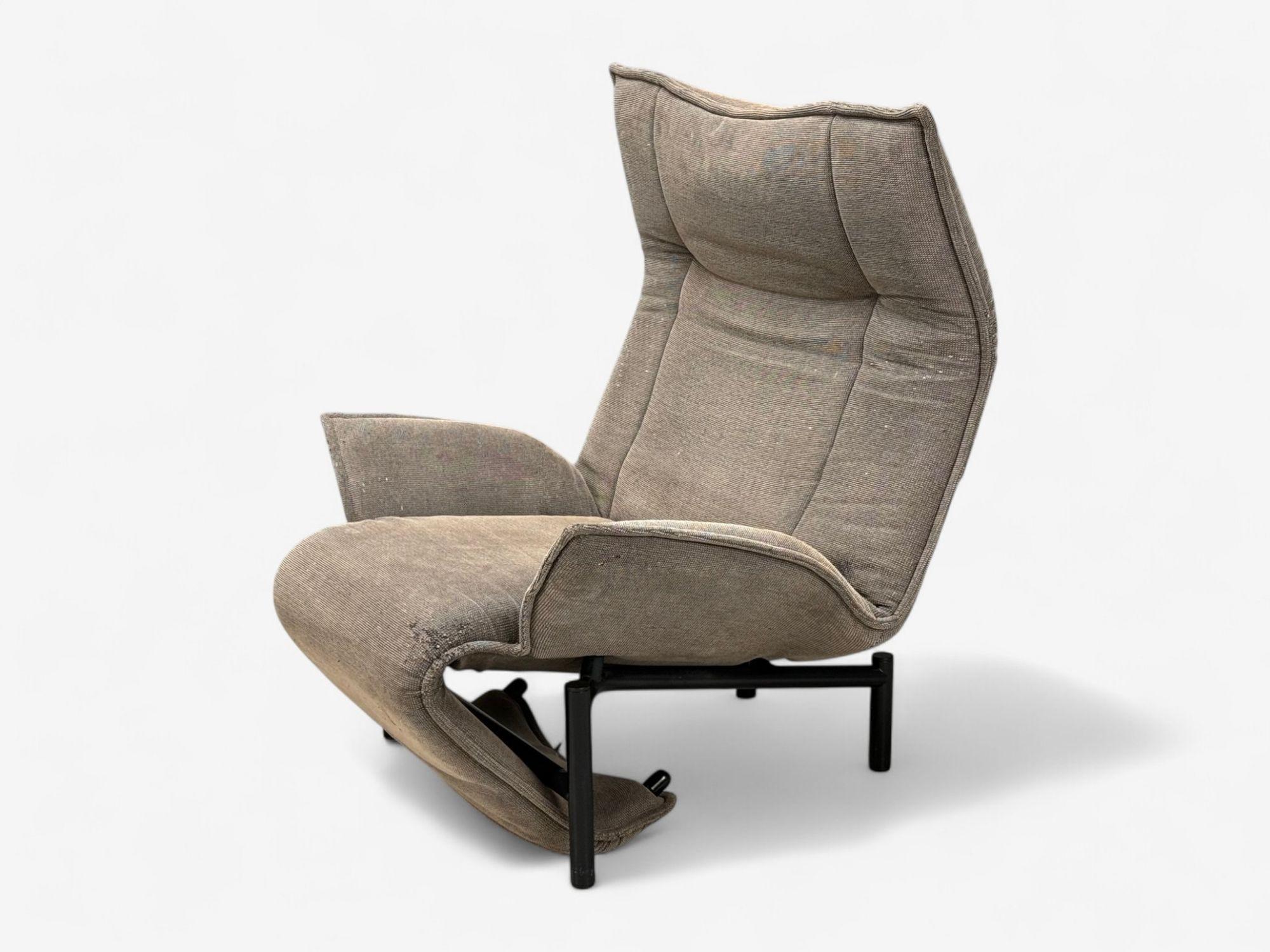Vico Magistretti, modernité italienne, tissu, métal, chaise longue Veranda, années 1980 en vente 3