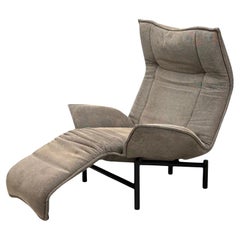 Vico Magistretti, modernité italienne, tissu, métal, chaise longue Veranda, années 1980