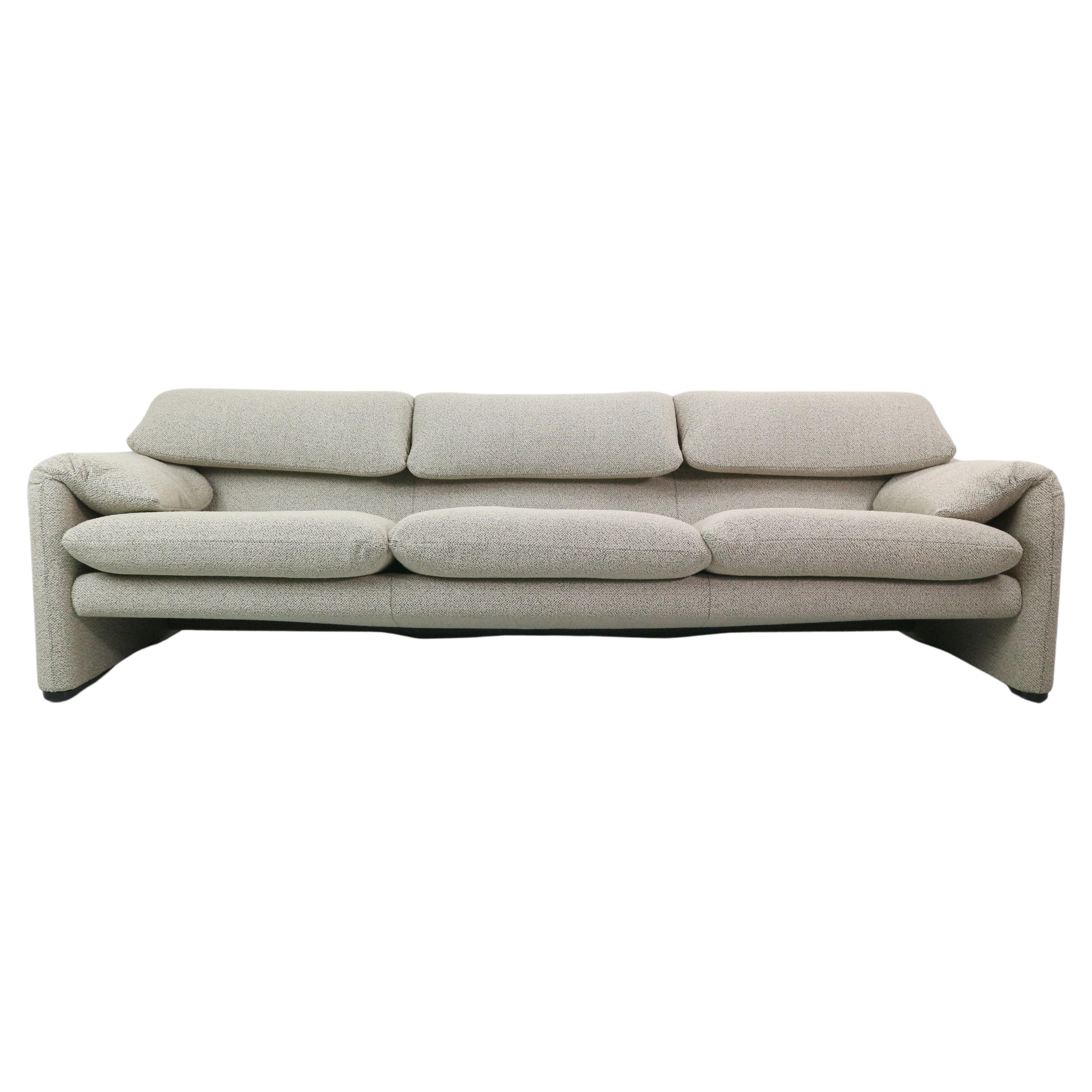 Vico Magistretti „Maralunga“ 3-Sitzer-Sofa mit Neupolsterung für Cassina im Angebot