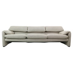 Retro Vico Magistretti "Maralunga" 3-seater re-upholstered sofa For Cassina