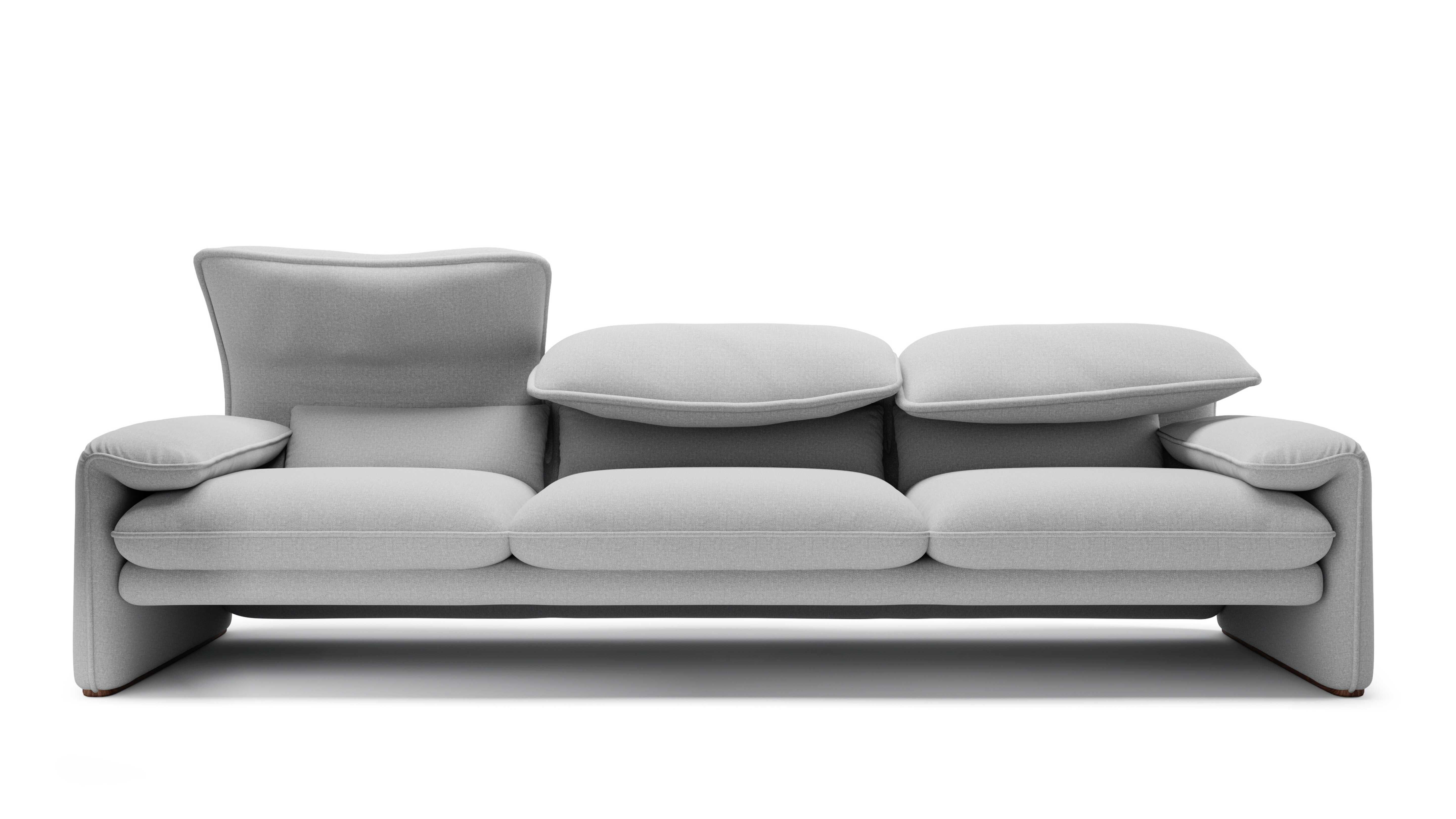 The two-seater is available in 204cm or 214cm width. The three-seater is available in 300cm or 310cm width. The price of the sofa is dependent on the chosen fabric and size. 

The iconic Maralunga by Vico Magistretti, international bestseller