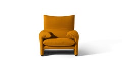 Vico Magistretti Maralunga Armchair, Fabric, Mid-Century Modern, Italy