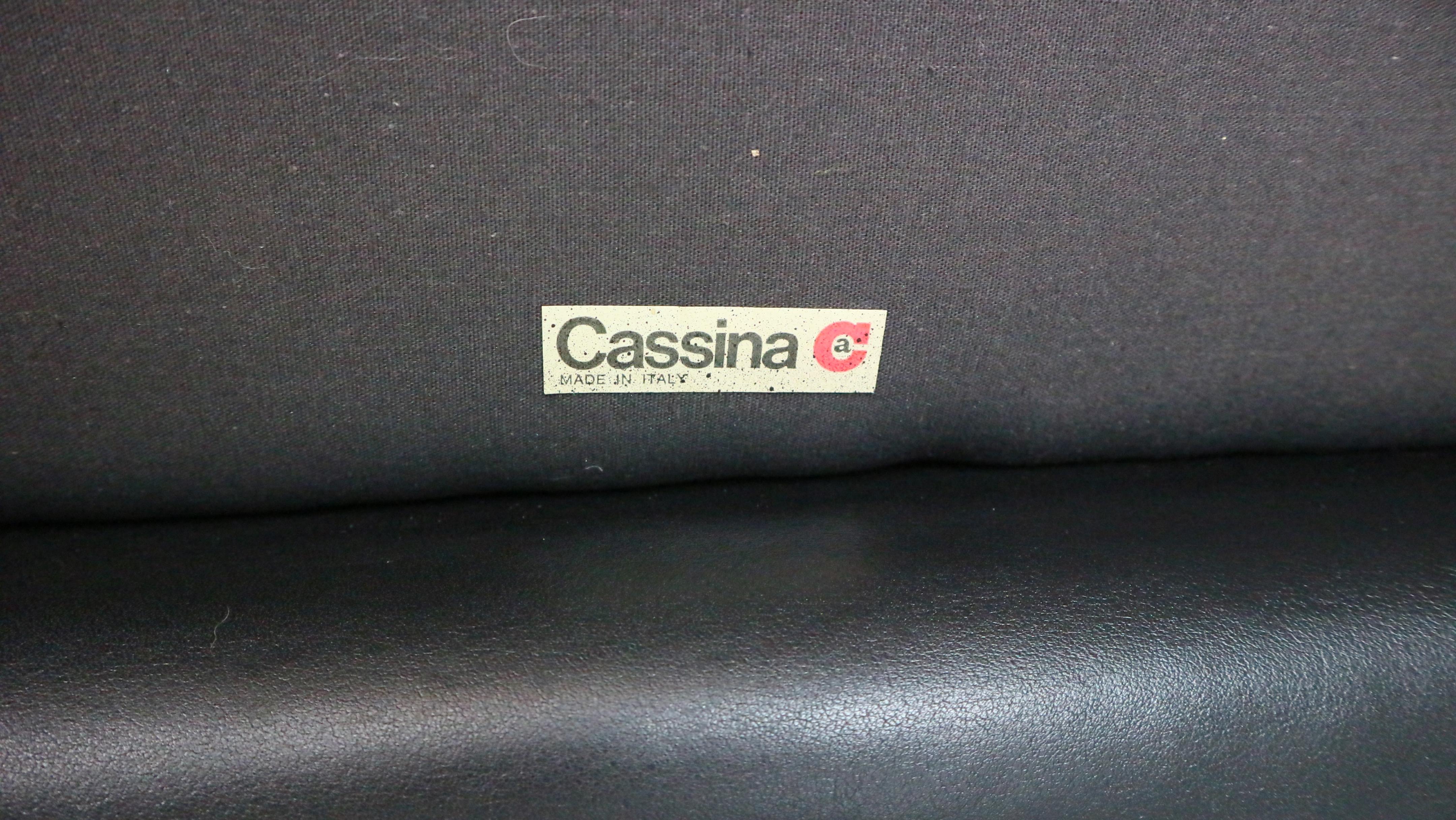 Vico Magistretti Maralunga Black Leather Lounge Chair for Cassina, 1980s For Sale 6