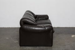 Vico Magistretti 'Maralunga' Brown Leather Sofa for Cassina, 1973, Italy