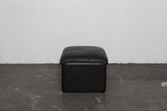 Vico Magistretti 'Maralunga' Dark Brown Leather Footstool for Cassina 1973 Italy