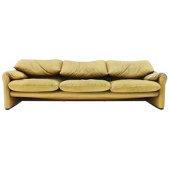 Vico Magistretti Maralunga Leder-Sofa von Cassina, Italien, 1973