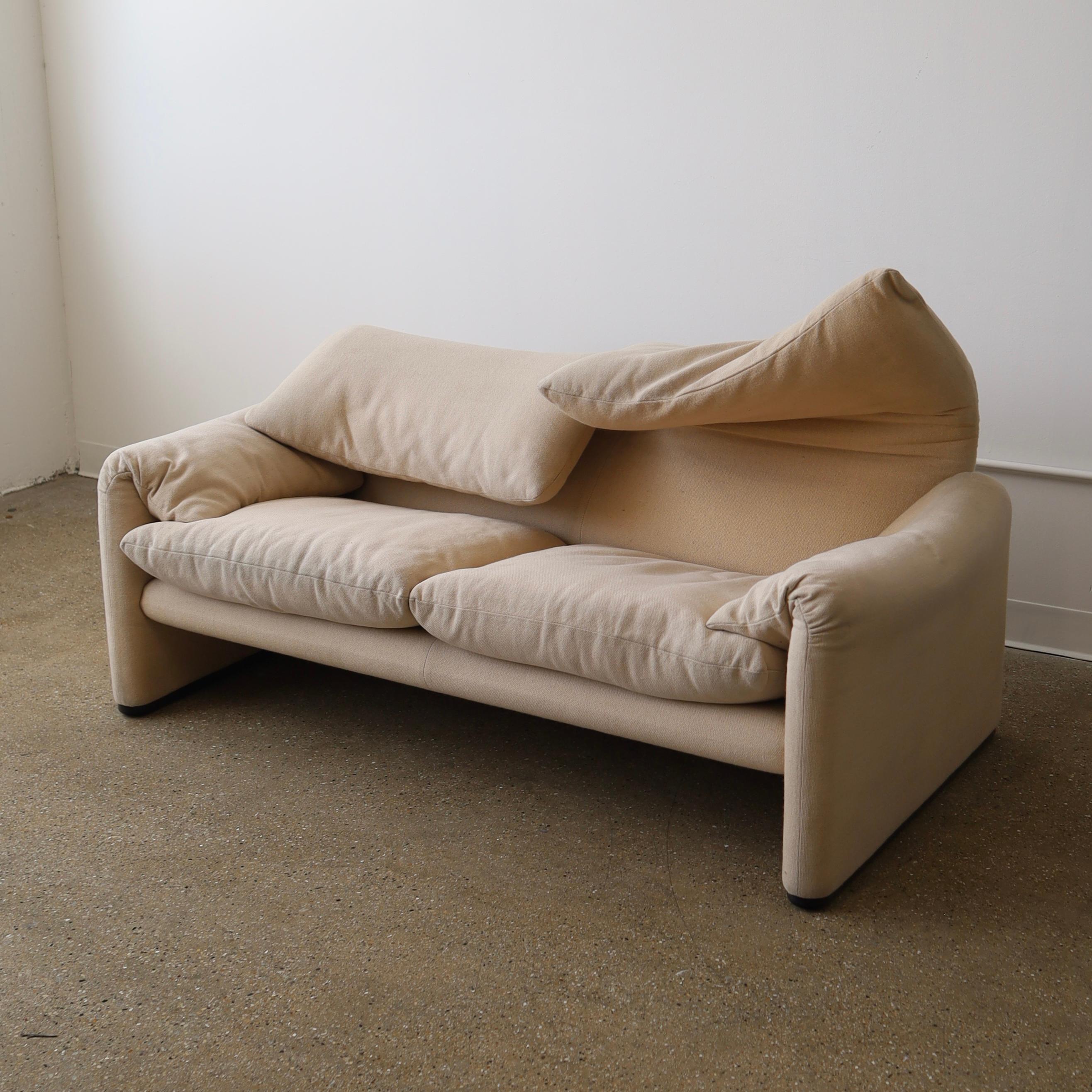 c. 1970s for Cassina, Italy. This piece has been professionally cleaned but has some wear - reupholstery is recommended but not needed 

