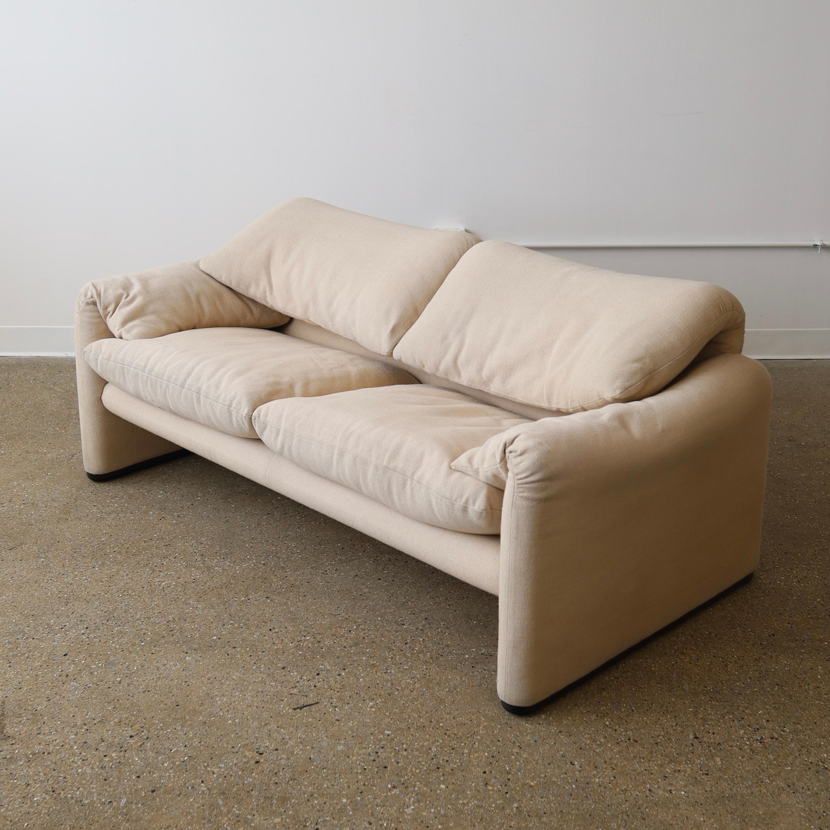 Italian Vico Magistretti “Maralunga” Loveseat For Sale