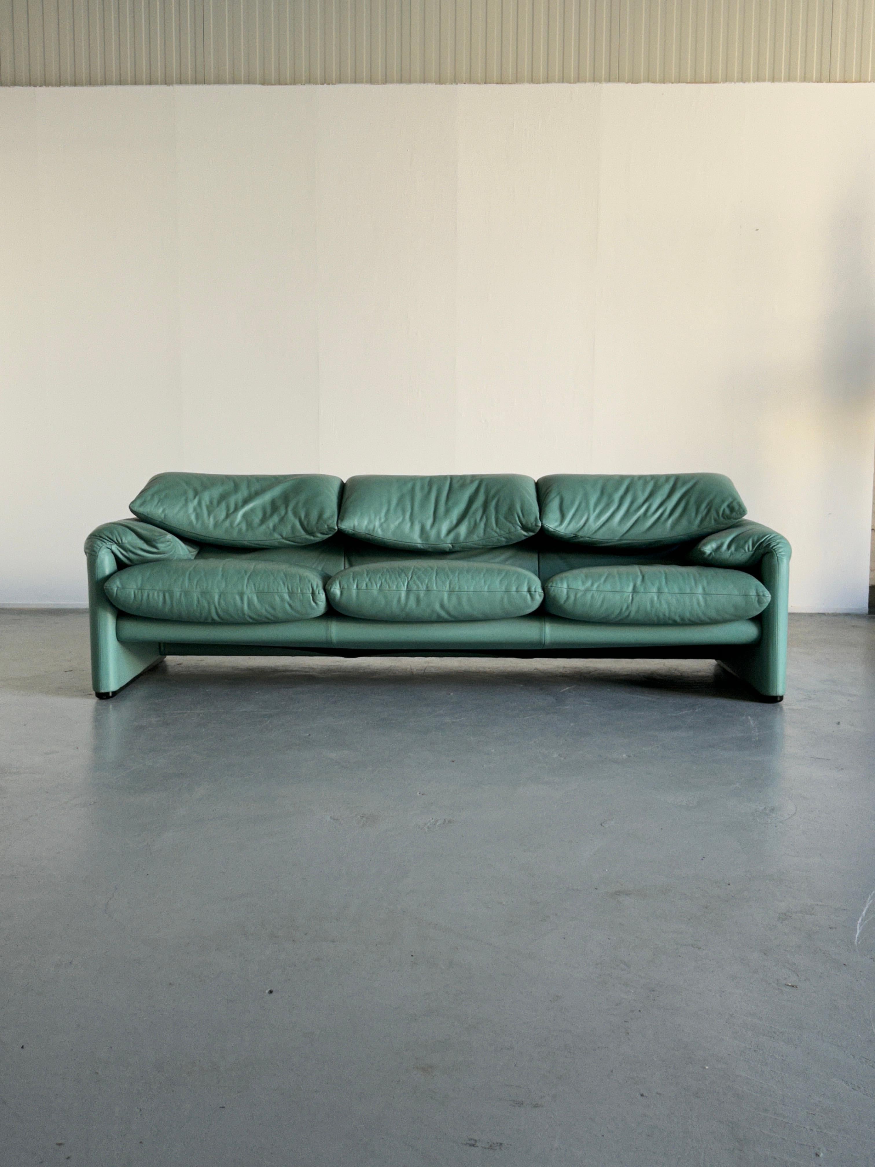 mint green leather couch