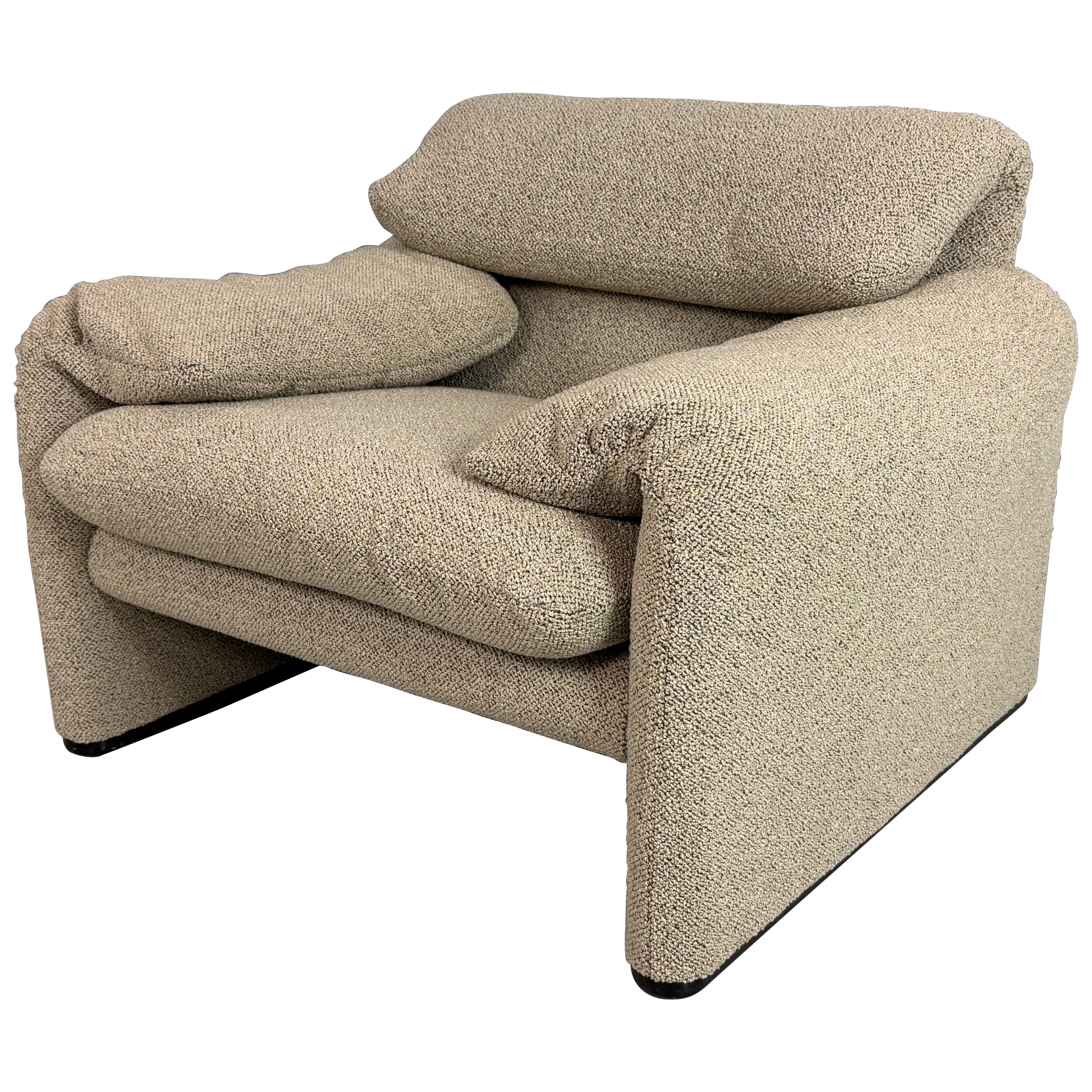 Silla de salón Vico Magistretti Maralunga retapizada para Cassina, años 80 en venta