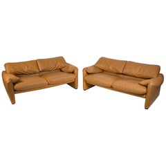 Vico Magistretti Maralunga Sofas for Cassina in Leather