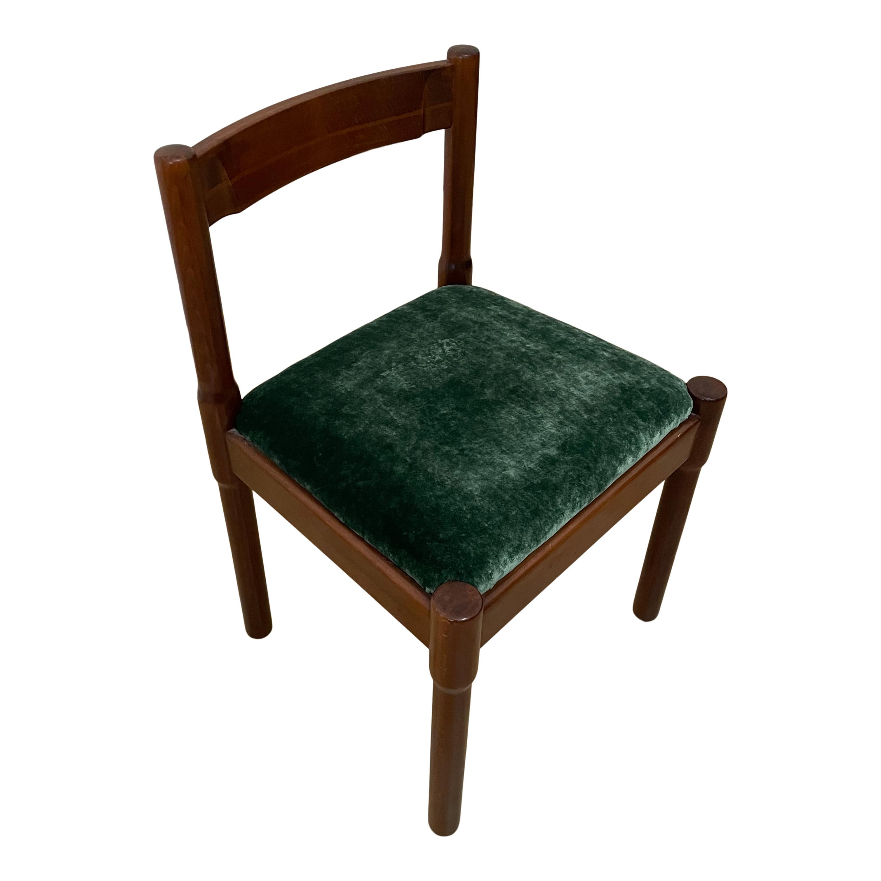 Velvet Vico Magistretti Midcentury “Carimate” Dining Chair for Cassina, 1963, Set of 10 For Sale