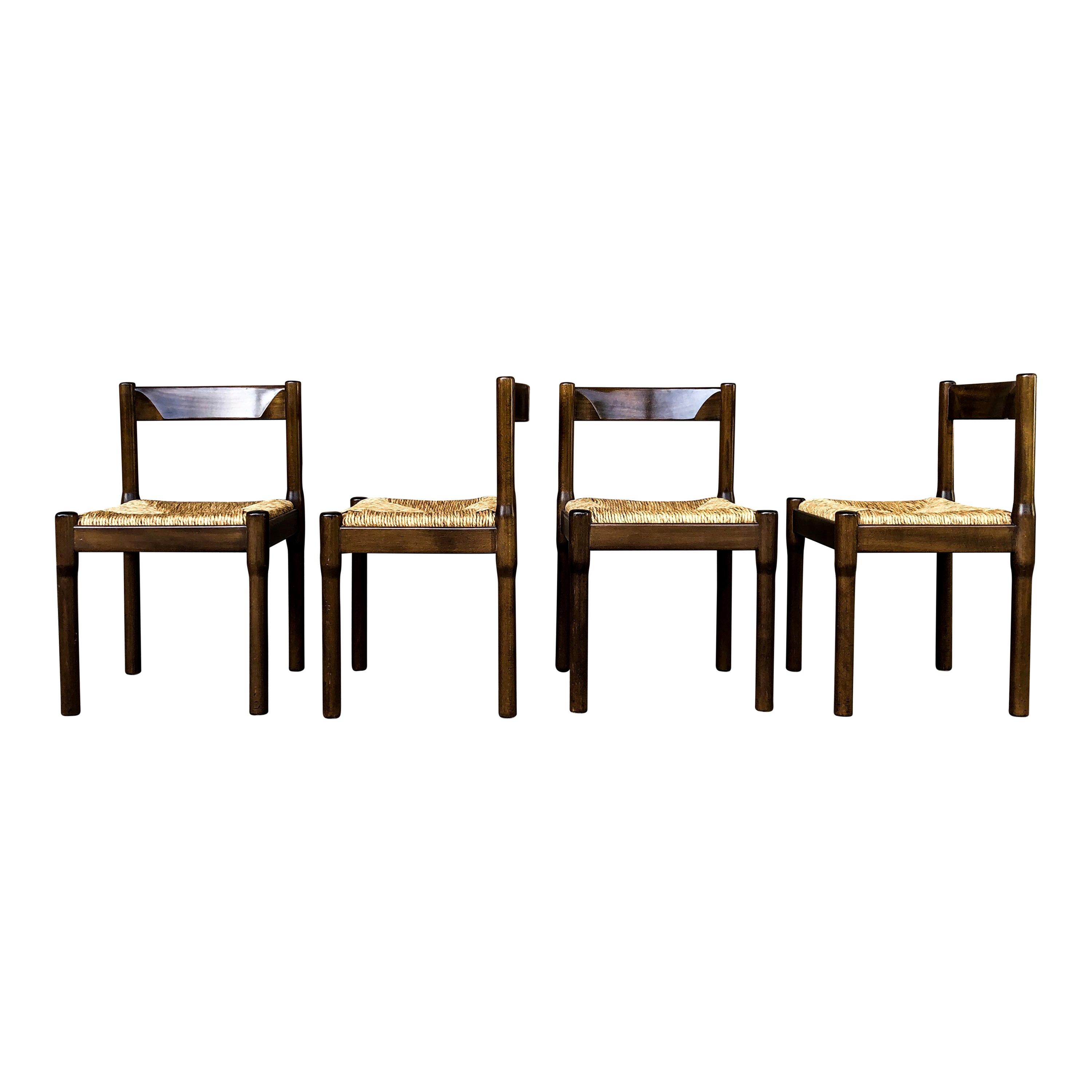 Vico Magistretti Midcentury "Carimate" Dining Chair for Cassina, 1963, Set of 4 For Sale