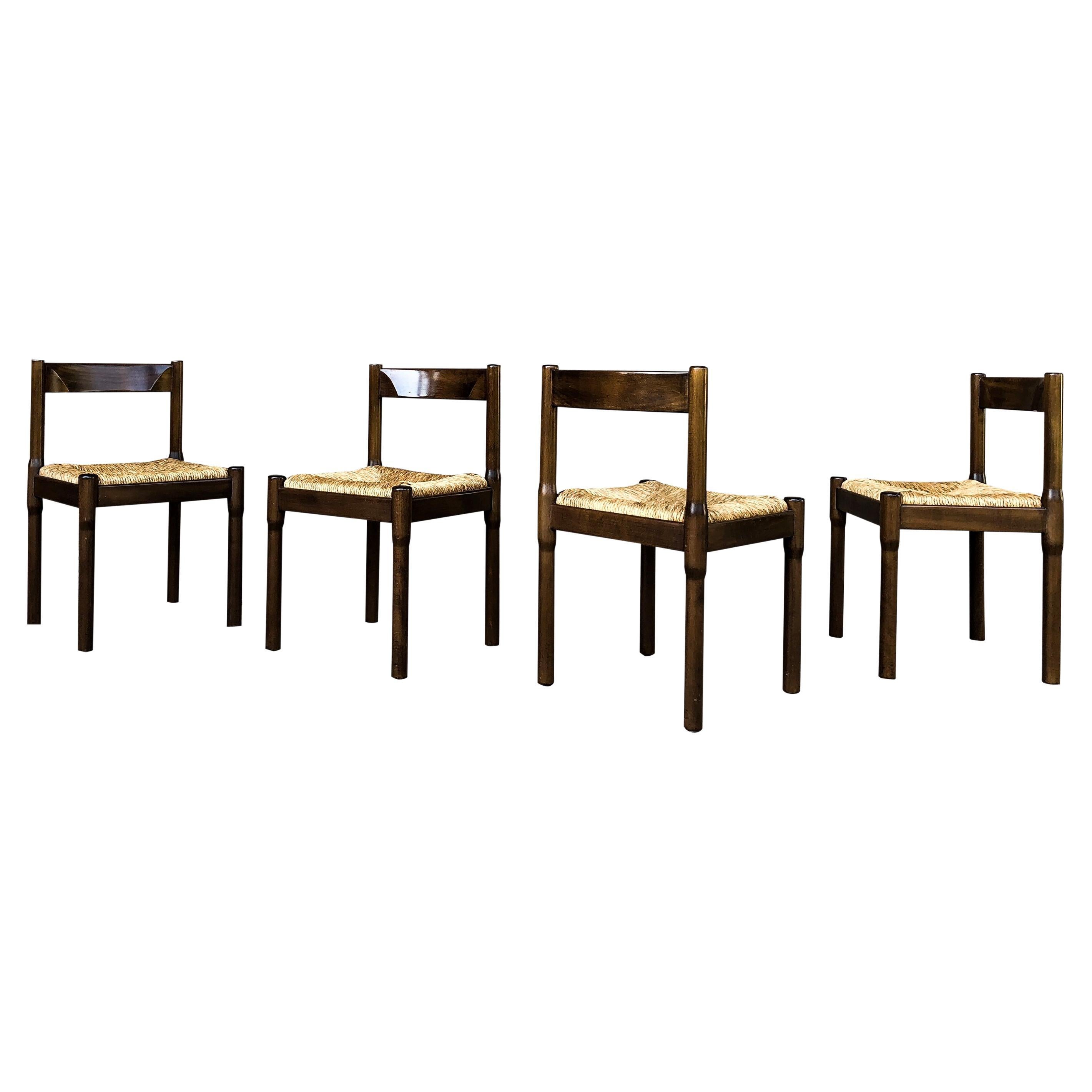 Vico Magistretti Midcentury “Carimate” Dining Chair for Cassina, 1963, Set of 4