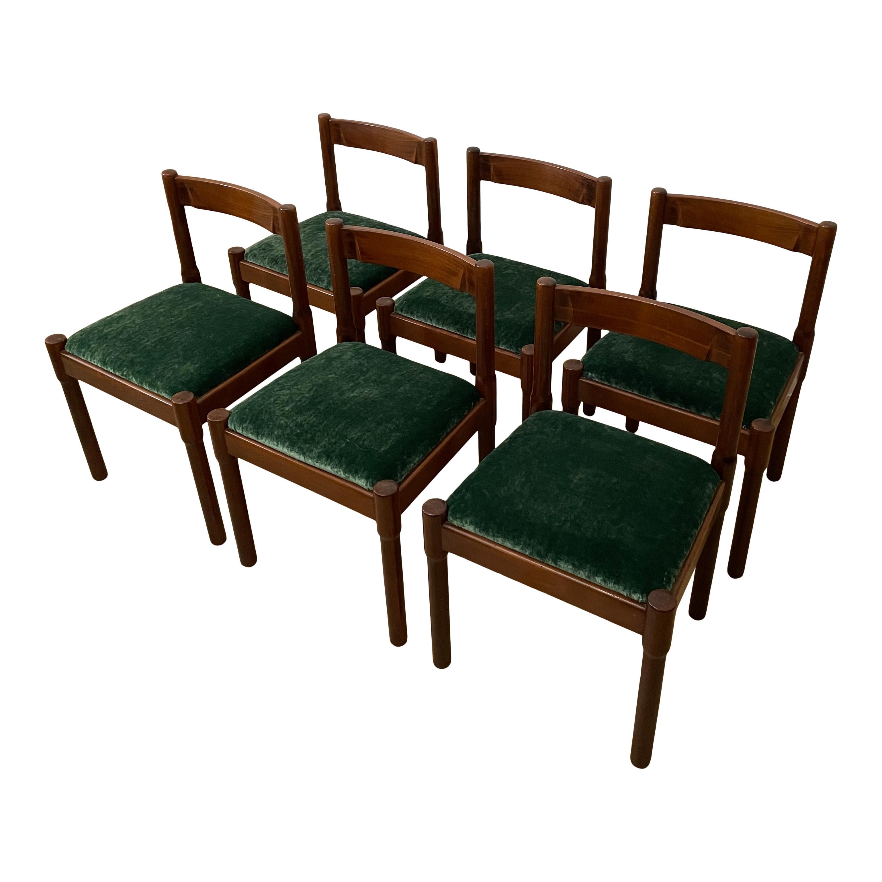 Italian Vico Magistretti Midcentury “Carimate” Dining Chair for Cassina, 1963, Set of 6 For Sale