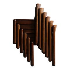 Vico Magistretti Model 122 Dining Chairs for Cassina in Walnut, 1968, Set of 6