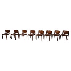 Chaises de salle à manger « Modèle 122 » de Vico Magistretti pour Cassina, en noyer, 1968, lot de 8