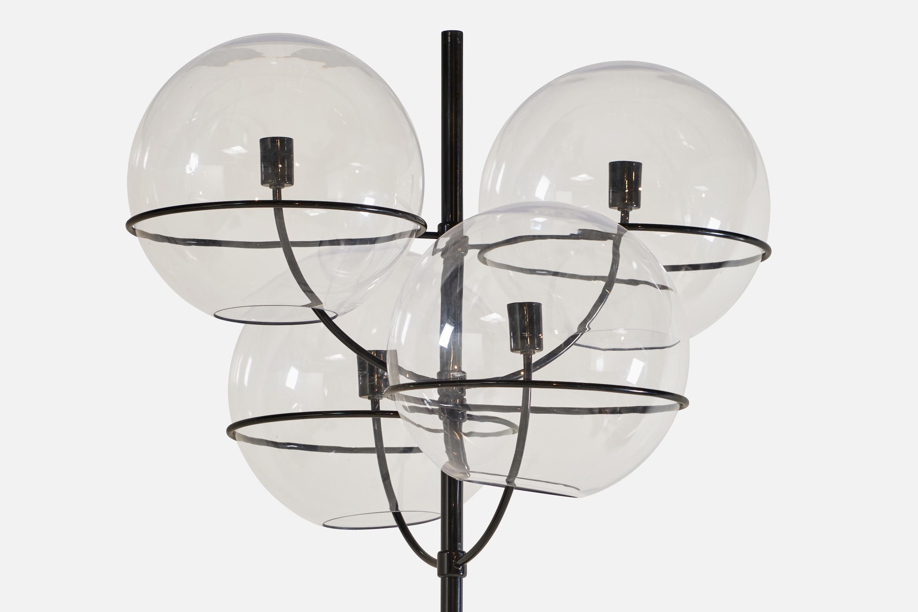 Italian Vico Magistretti, Monumental Floor Lamp, Metal, Methacrylate, Italy, 1970s For Sale