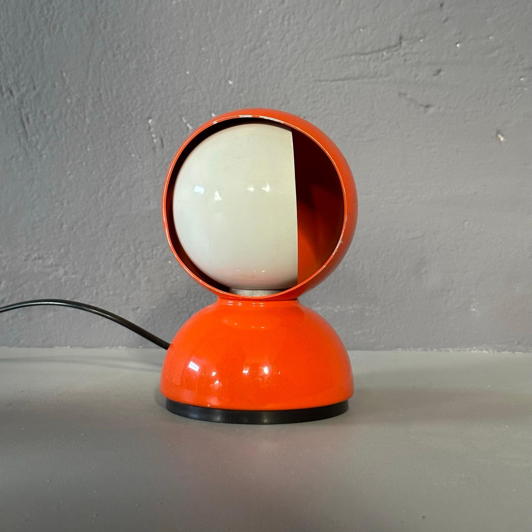 Metal Vico Magistretti orange Eclisse Table Lamp, first edition for Artemide 1967