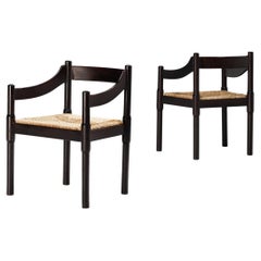 Vico Magistretti Pair of ‘Carimate’ Dining Chairs with Rush Seats