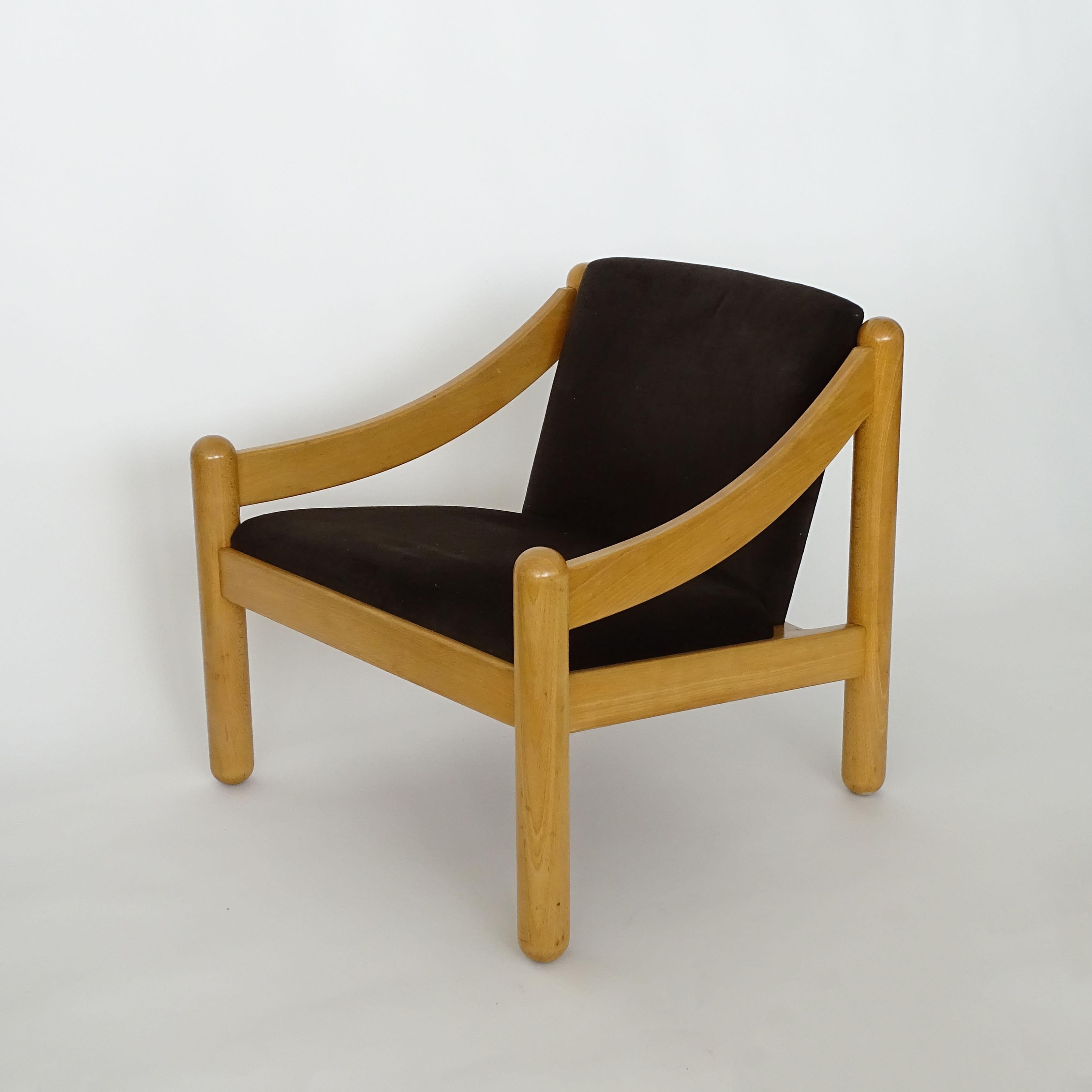Vico Magistretti pair of Carimate lounge chairs for Cassina, Italy 1960s
