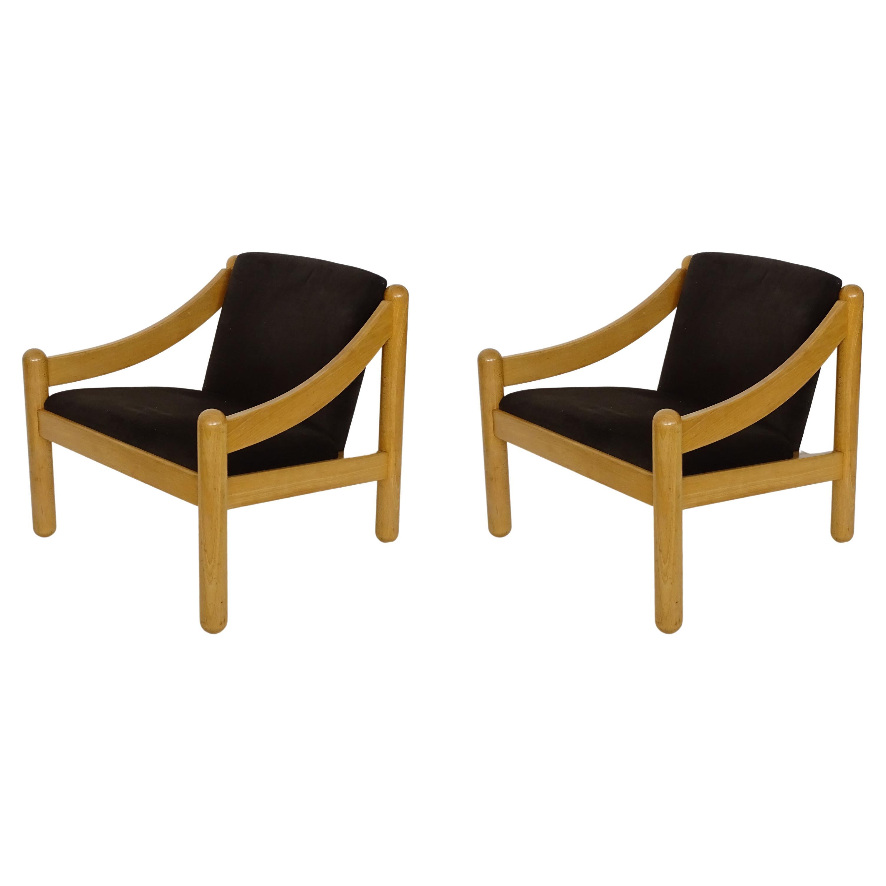 Vico Magistretti pair of Carimate lounge chairs for Cassina, Italy 1960s For Sale