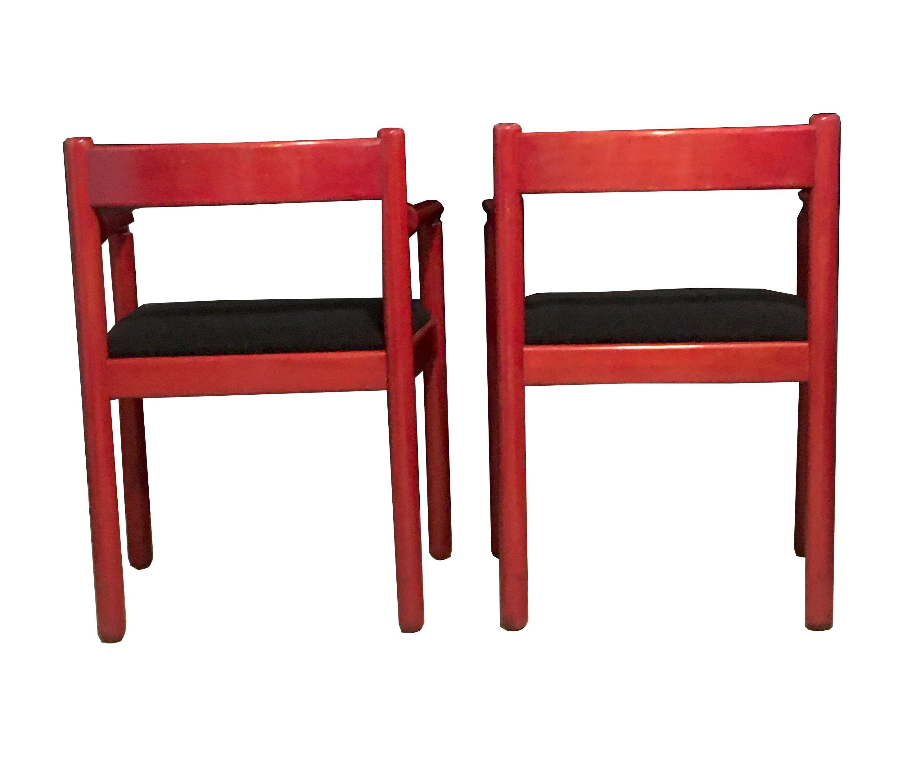 Italian Vico Magistretti Pair of Dining Room Chairs for Cassina For Sale