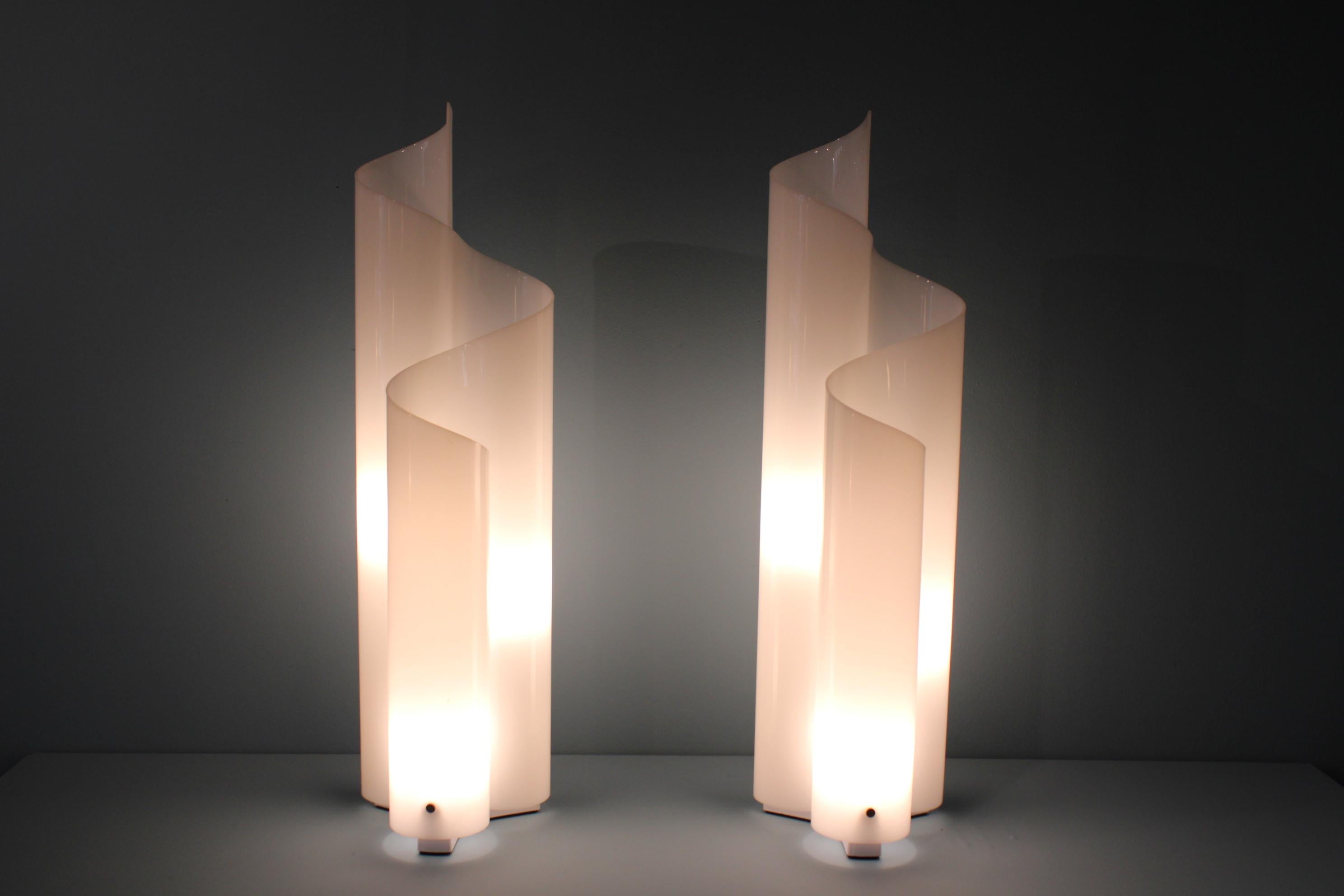 Pair of lamps, Mezzachimera model, by Vico Magistretti for Artemide. 
Italy, circa 1970.
