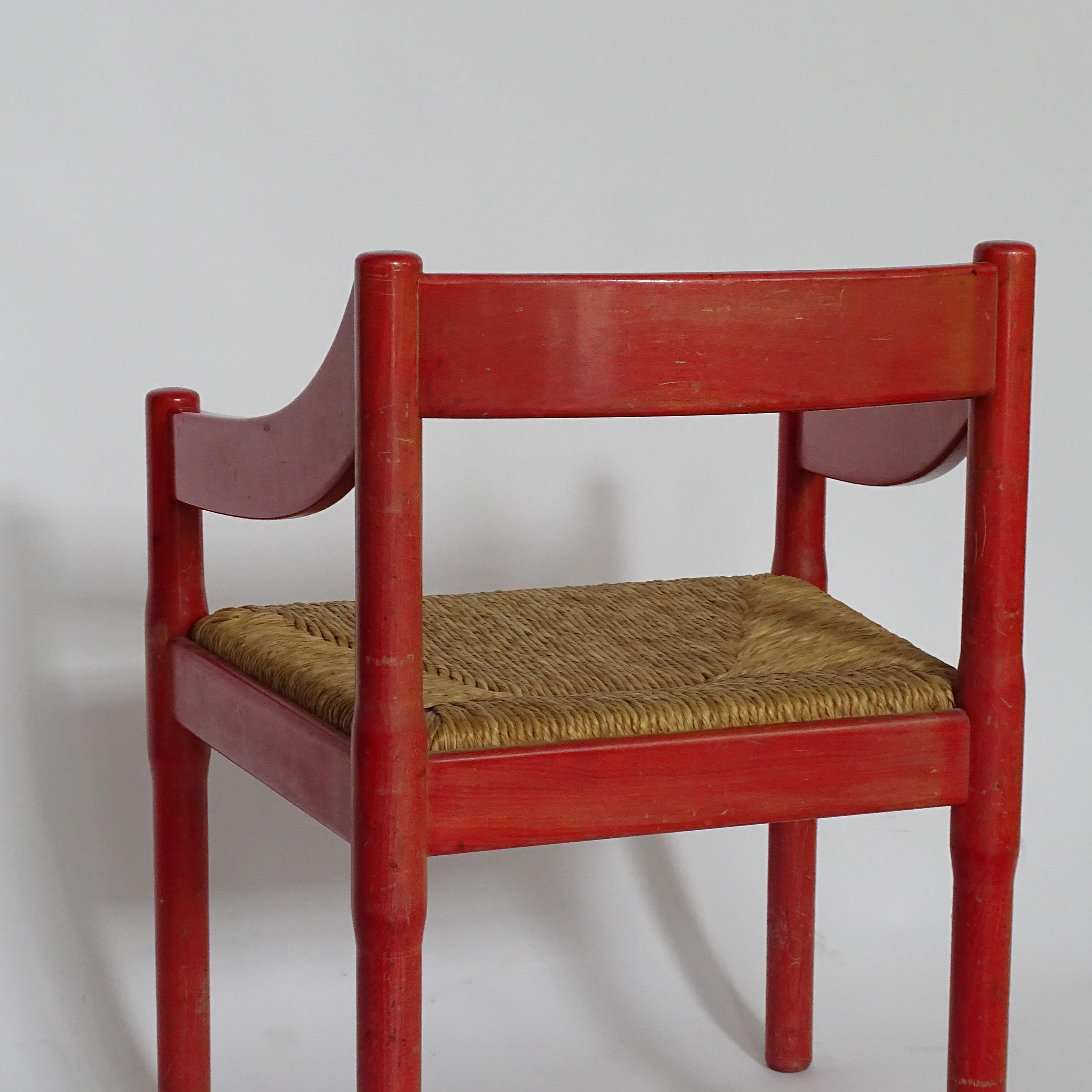 Vico Magistretti Pair of Red Carimate Armchairs for Cassina, Italy, 1961 For Sale 2