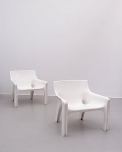 Vico Magistretti Pair of White 'Vicario' Lounge Chairs For Artemide