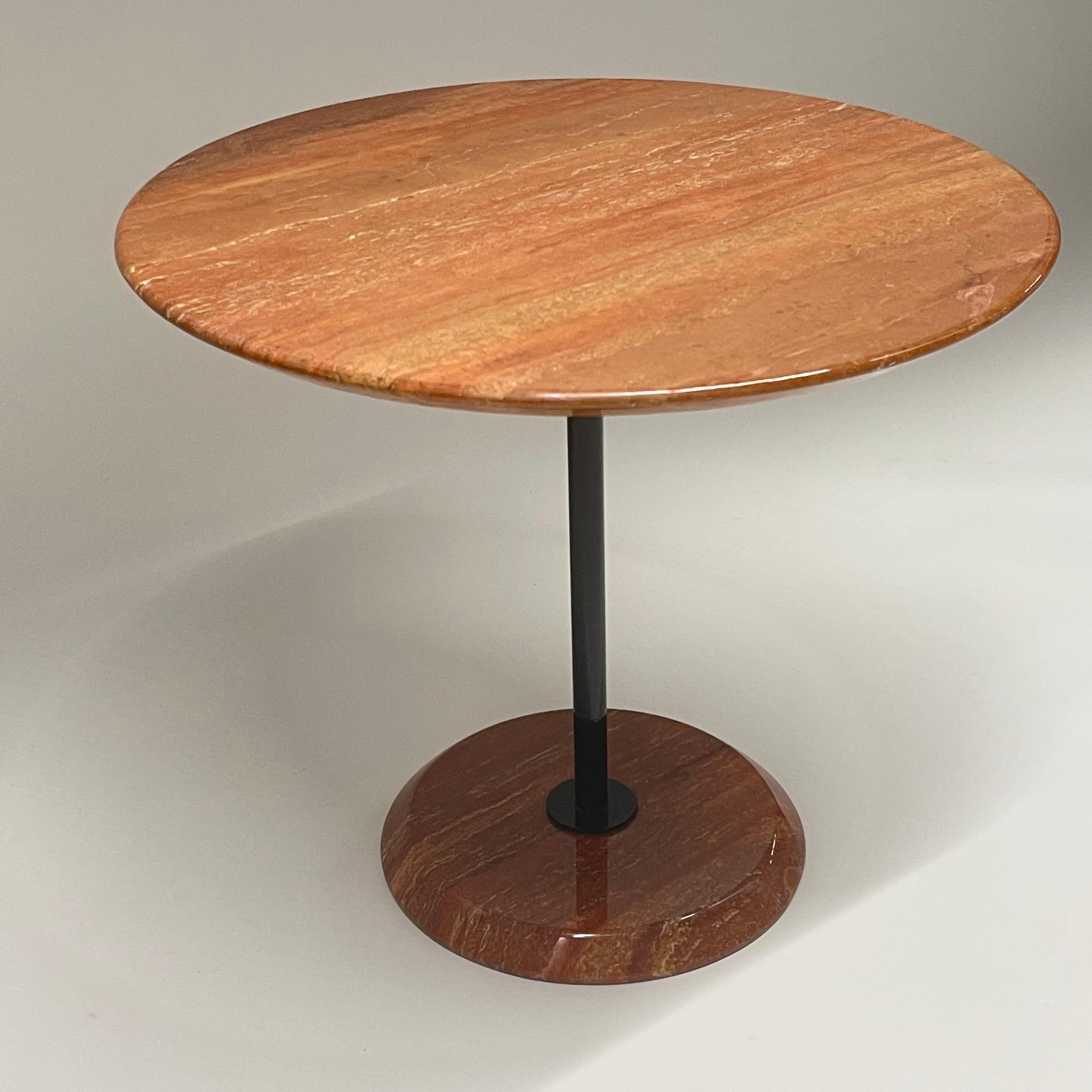 Italian Vico Magistretti Post-Modern Rosso Travertino Side or End Table by Cattelan