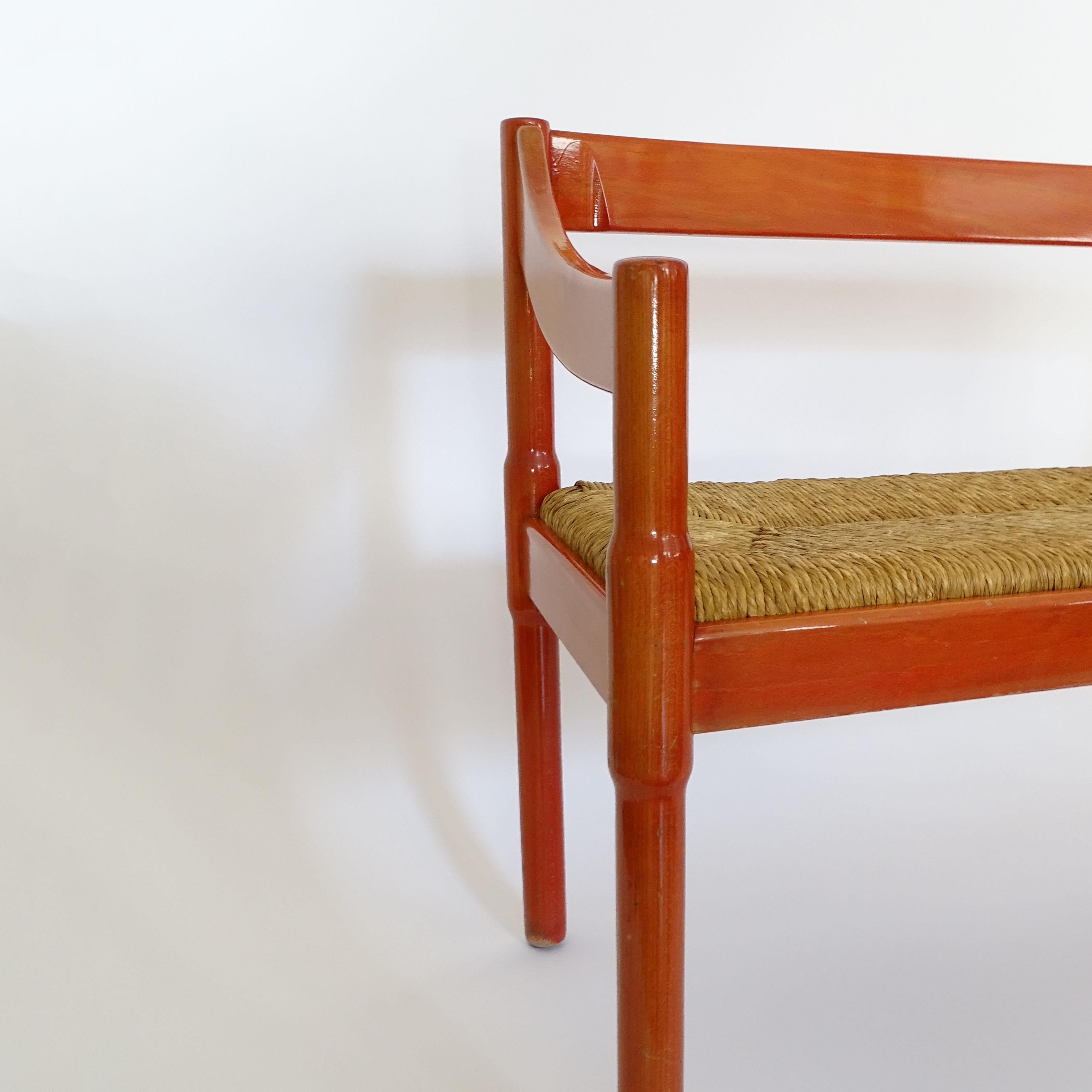 Banc en carimate rouge de Vico Magistretti pour Cassina, Italie 1958 Bon état - En vente à Milan, IT