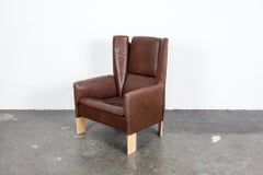 Vico Magistretti 'Ribbon' Chair in Brown Leather for Asko, Finland