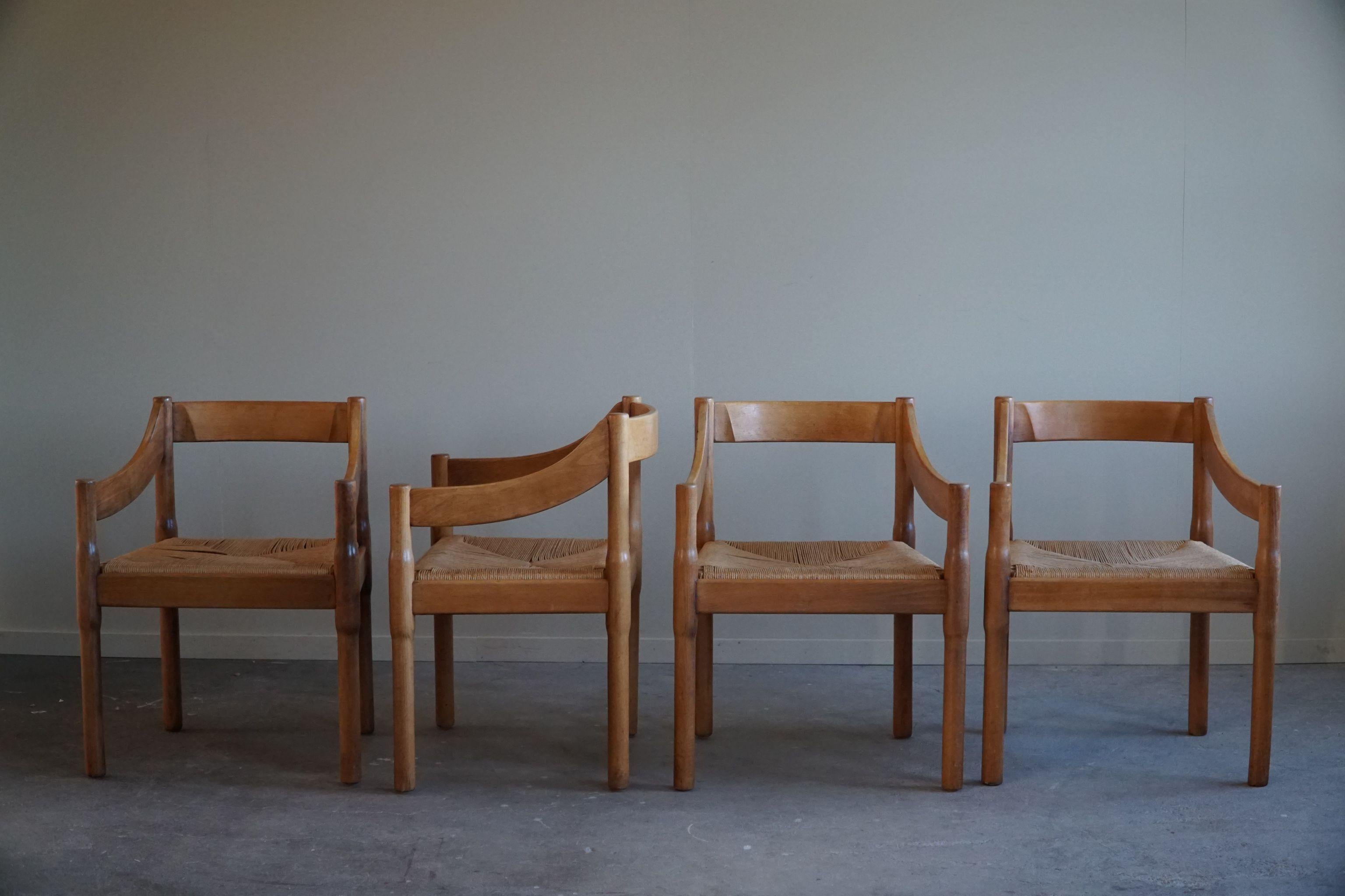 italien Vico Magistretti, ensemble de 4 chaises Carimate pour Cassina, Italie moderne, 1970 en vente
