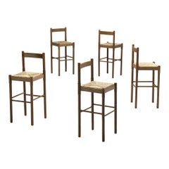 Vico Magistretti Set of Five Barstool in Oak