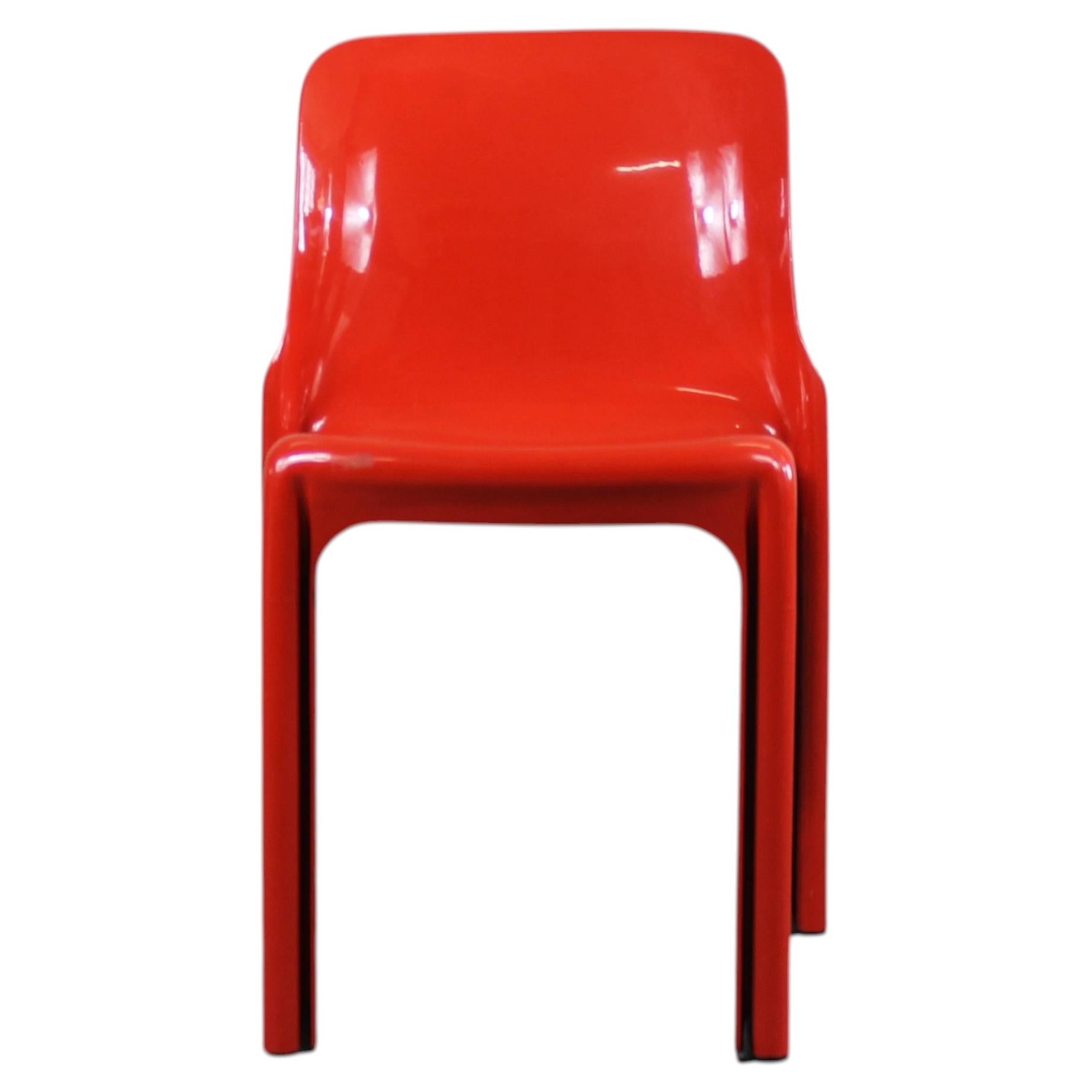 Vico Magistretti Set of Four Red Selene Chairs by Artemide 1970s For Sale