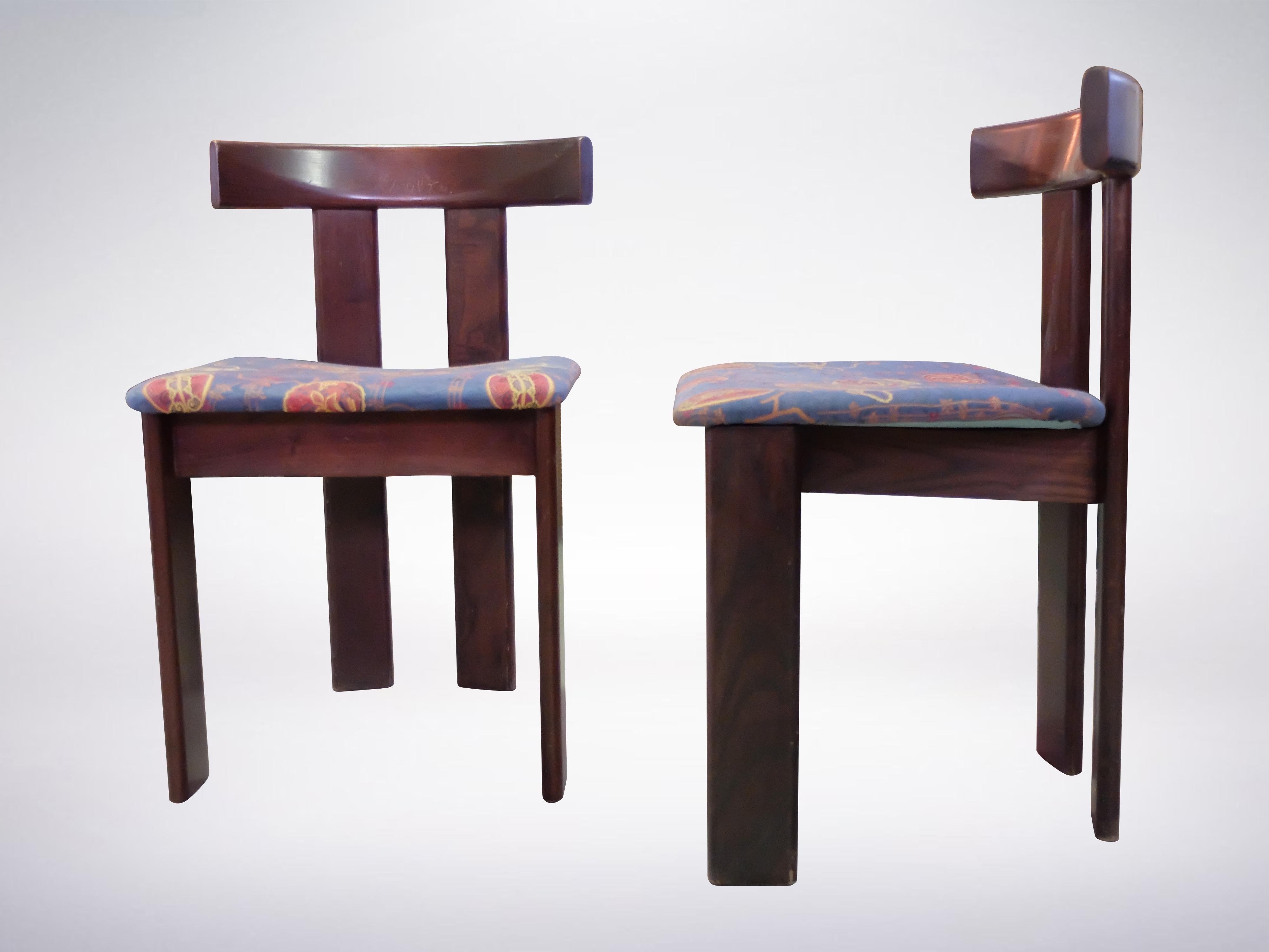 Mid-Century Modern Vico Magistretti Set of Six Wooden Chairs, 1950s