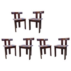 Used Vico Magistretti Set of Six Wooden Chairs, 1950s