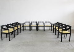 Vico Magistretti Set of Twelve Black Carimate Chairs by Cassina 1960s