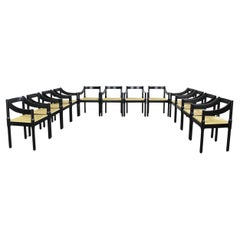 Vico Magistretti Set of Twelve Black Carimate Chairs by Cassina 1960s