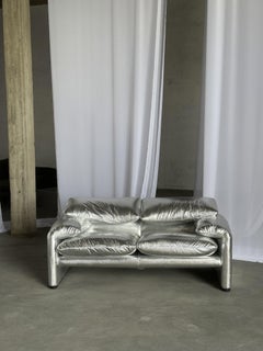 Vico Magistretti Silver Maralunga Two - Seater Sofa For Cassina