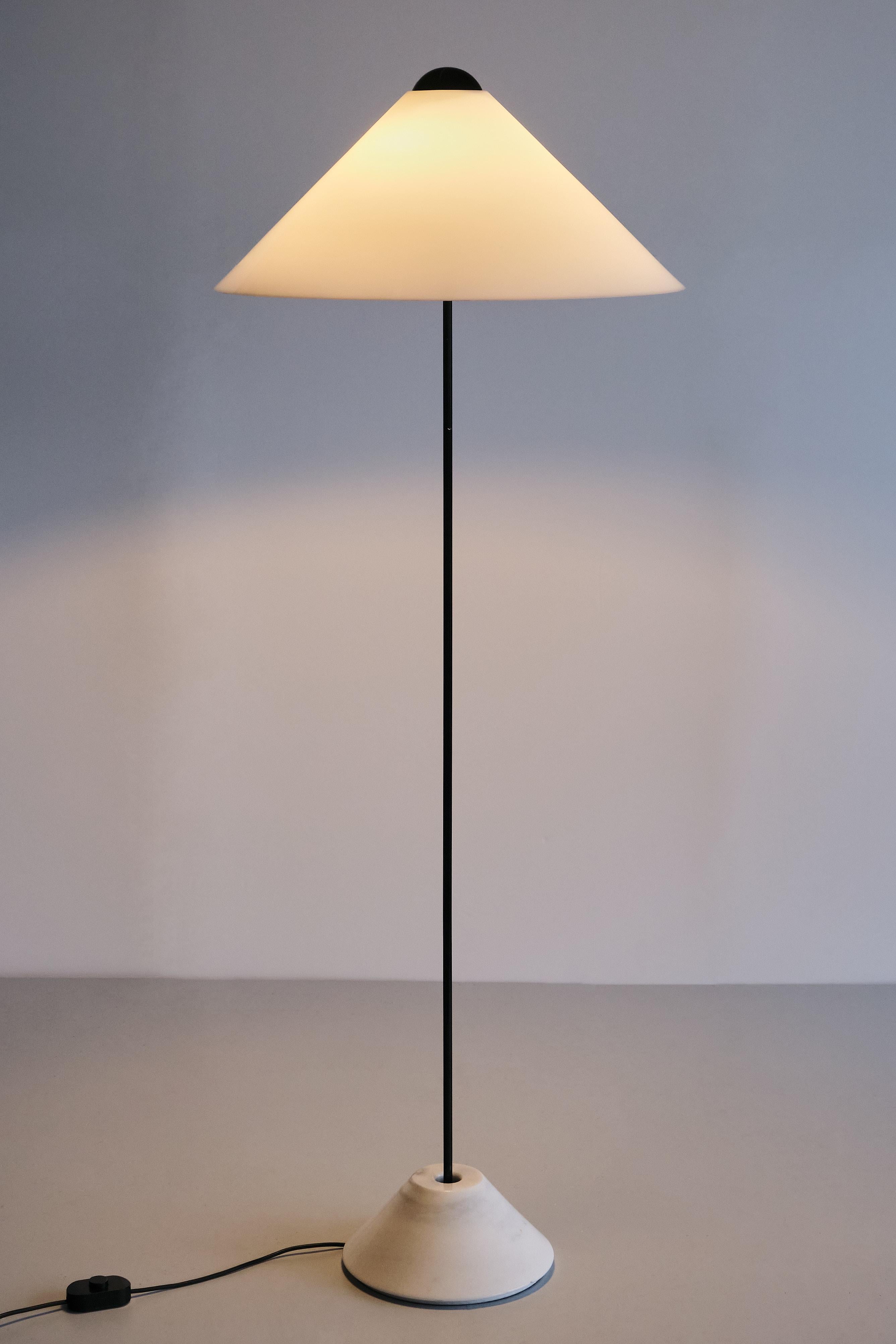 Italian Vico Magistretti 'Snow' Floor Lamp in Metal and Marble, Oluce, Italy, 1973 For Sale