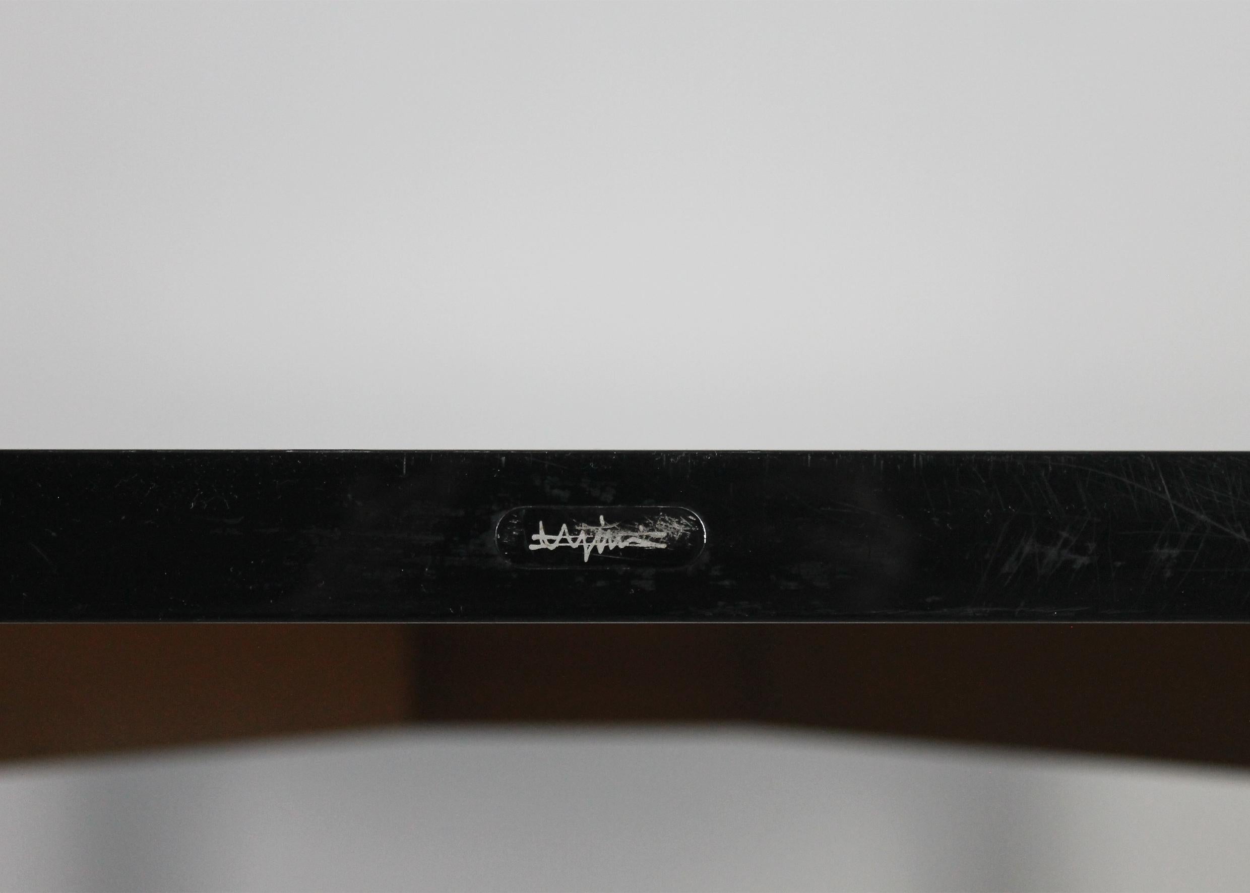 Italian Vico Magistretti Tema Square Table in Black Lacquered Wood by B&B 1970s For Sale