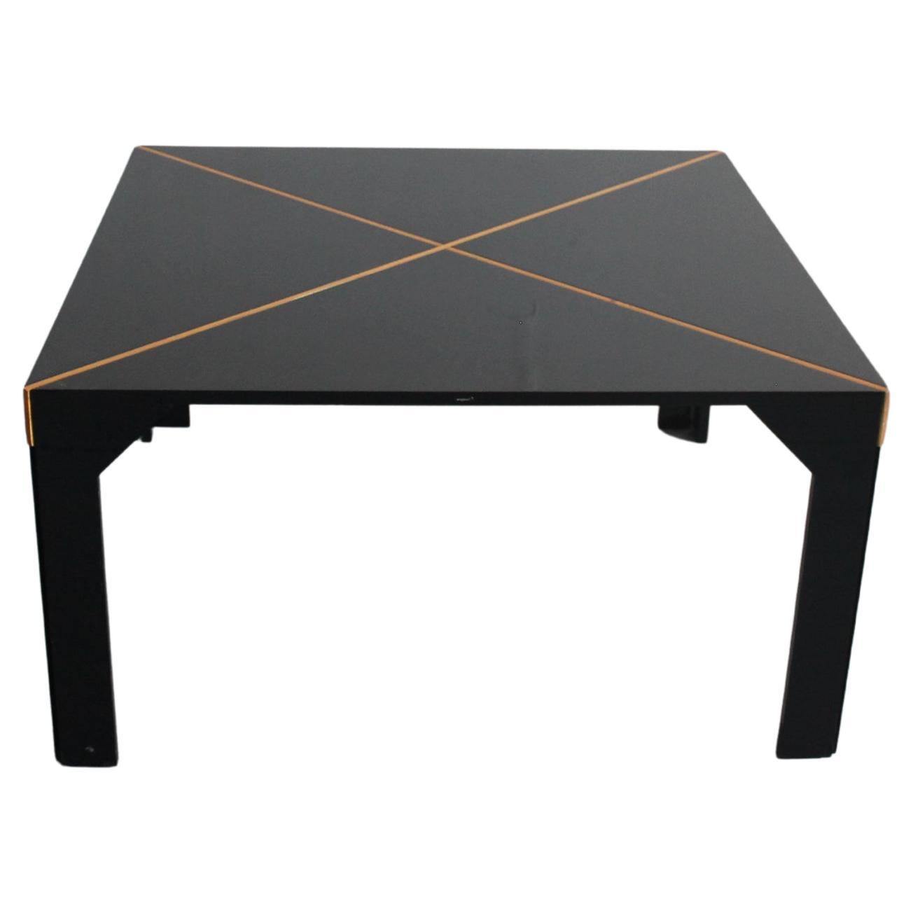 Vico Magistretti Tema Square Table in Black Lacquered Wood by B&B 1970s