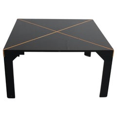 Vintage Vico Magistretti Tema Square Table in Black Lacquered Wood by B&B 1970s