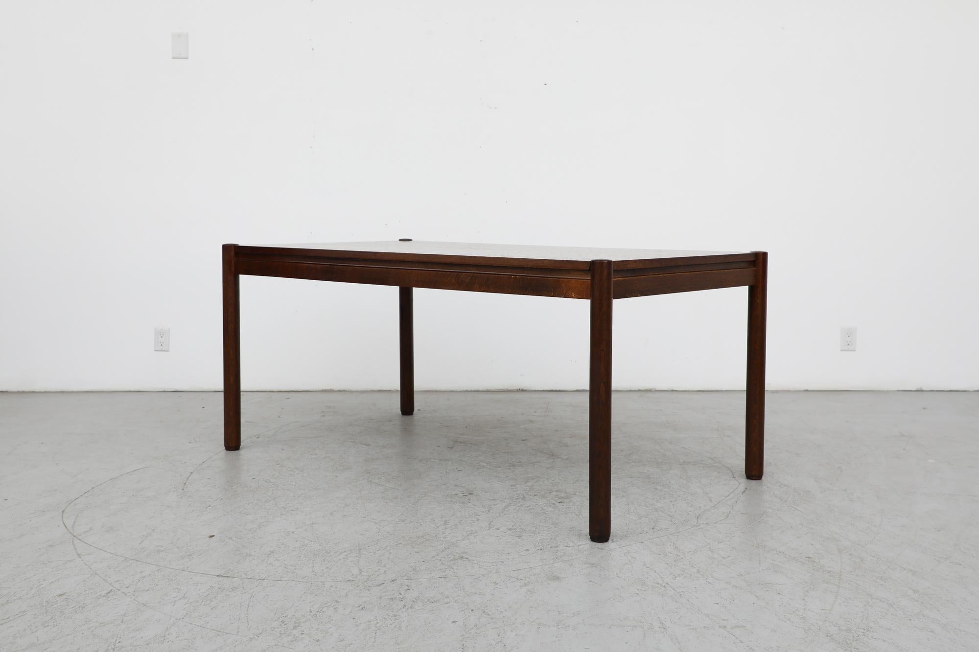 Mid-Century Modern Vico Magistretti Style Dark Oak Dining Table with Rounded Legs